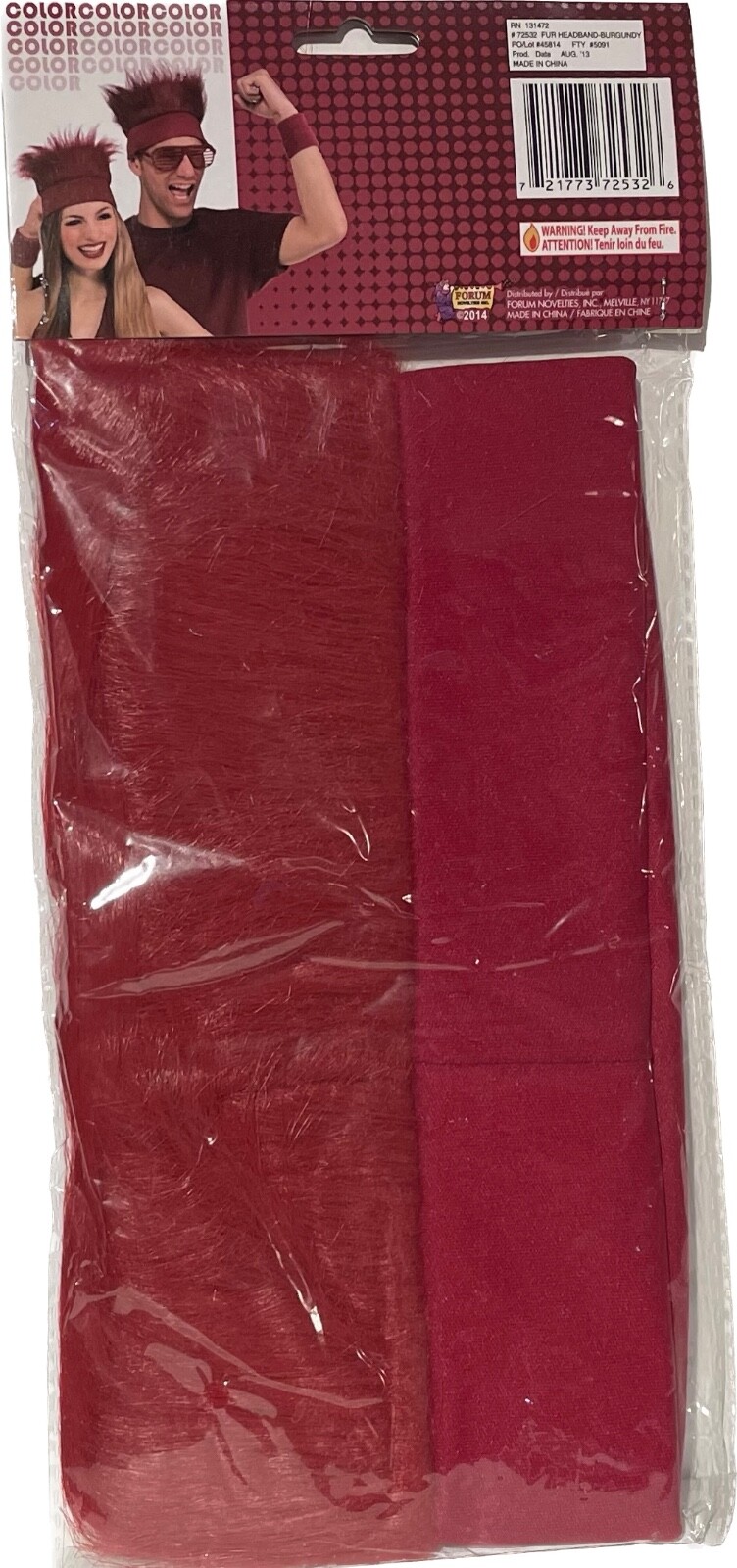 Burgundy Red Fur Headband Funny Clown Wig Punk Spike Hair Hat