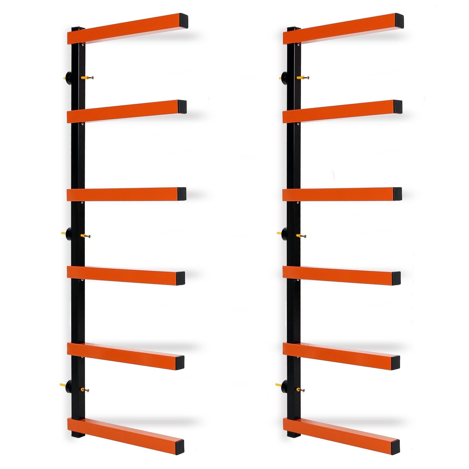 Lumber Wood Storage Metal Rack with 6-Level Wall Mount – Orange Organizer