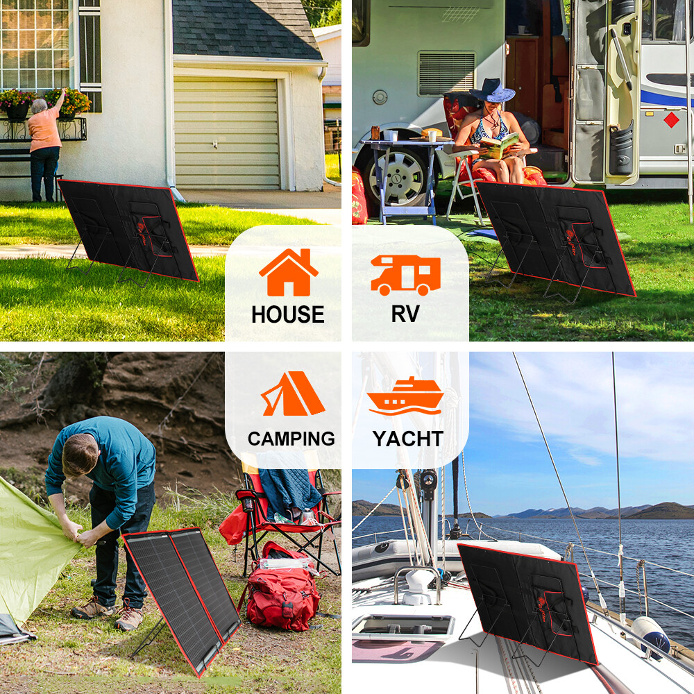 Dokio 300W 12V Foldable Mono Solar Panel Kit with Separate Controller for travel