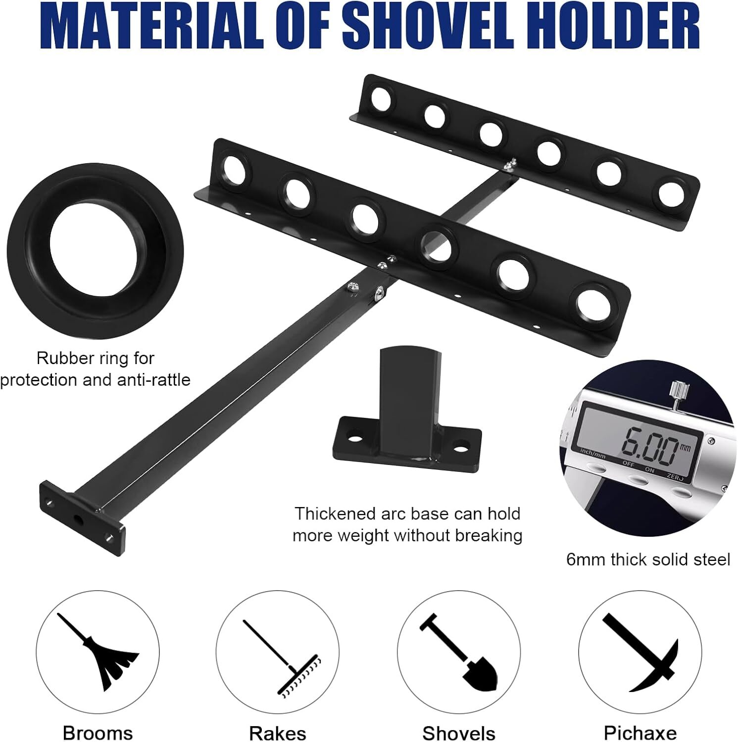 Landscape Hand Tool Rack for Truck Trailer, Vertical Hand Rack for Landscaping
