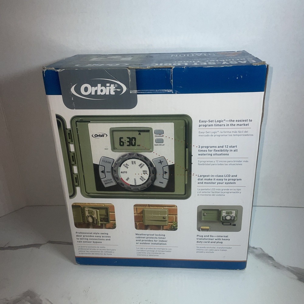 Orbit 57894 4-Station Outdoor Swing Panel Sprinkler System Timer with LCD Screen