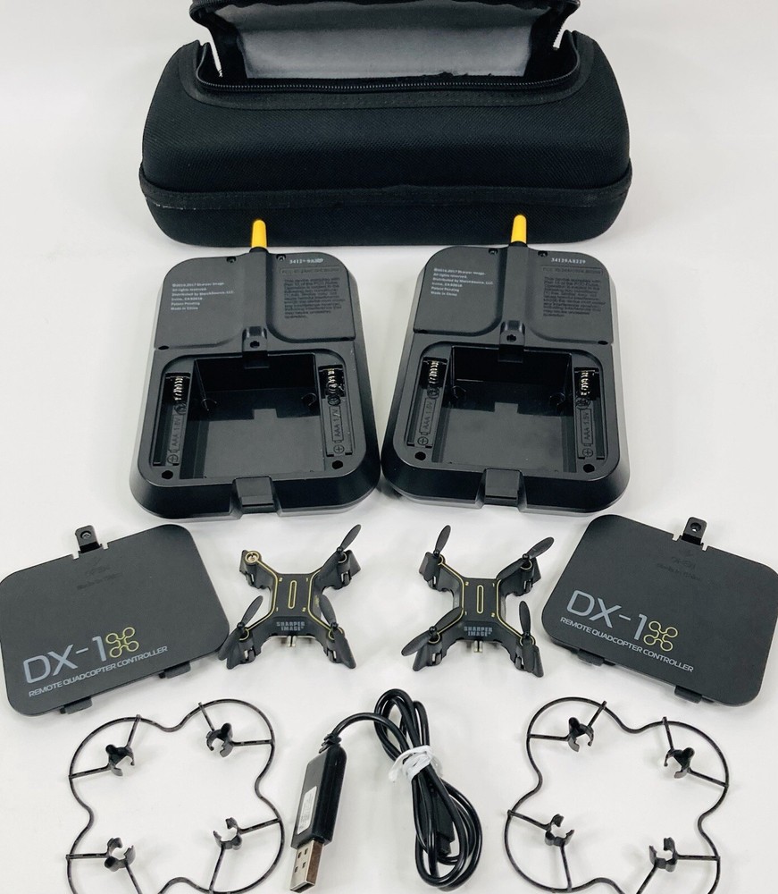 Sharper Image Auto Pilot DX-1 Micro Drone X2 Drones w/ Controllers Case Working