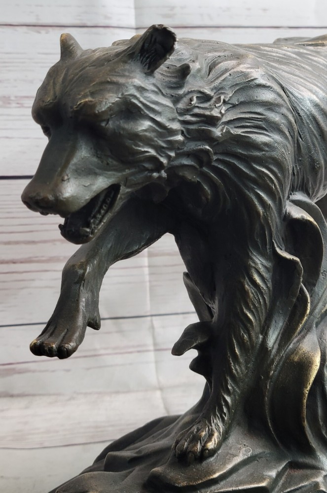 Captivating Wolf in Motion C Williams Bronze Statue Lost Wax Method Home Office