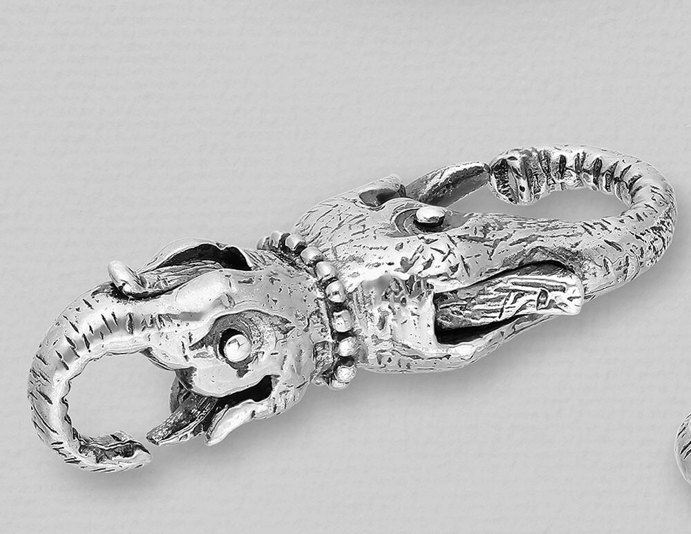 Solid Sterling Silver Elephant Clasp Finding 26mm Long 4.33g Replacement Lock
