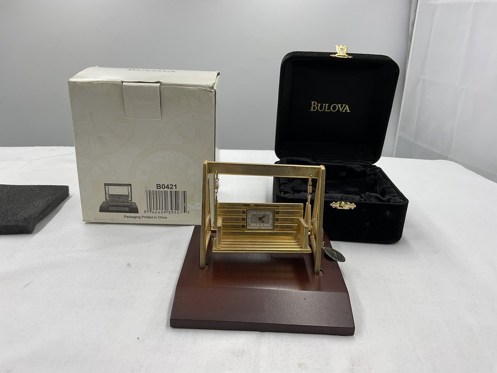Bulova B0421 Swing Clock With Stand (original packaging)