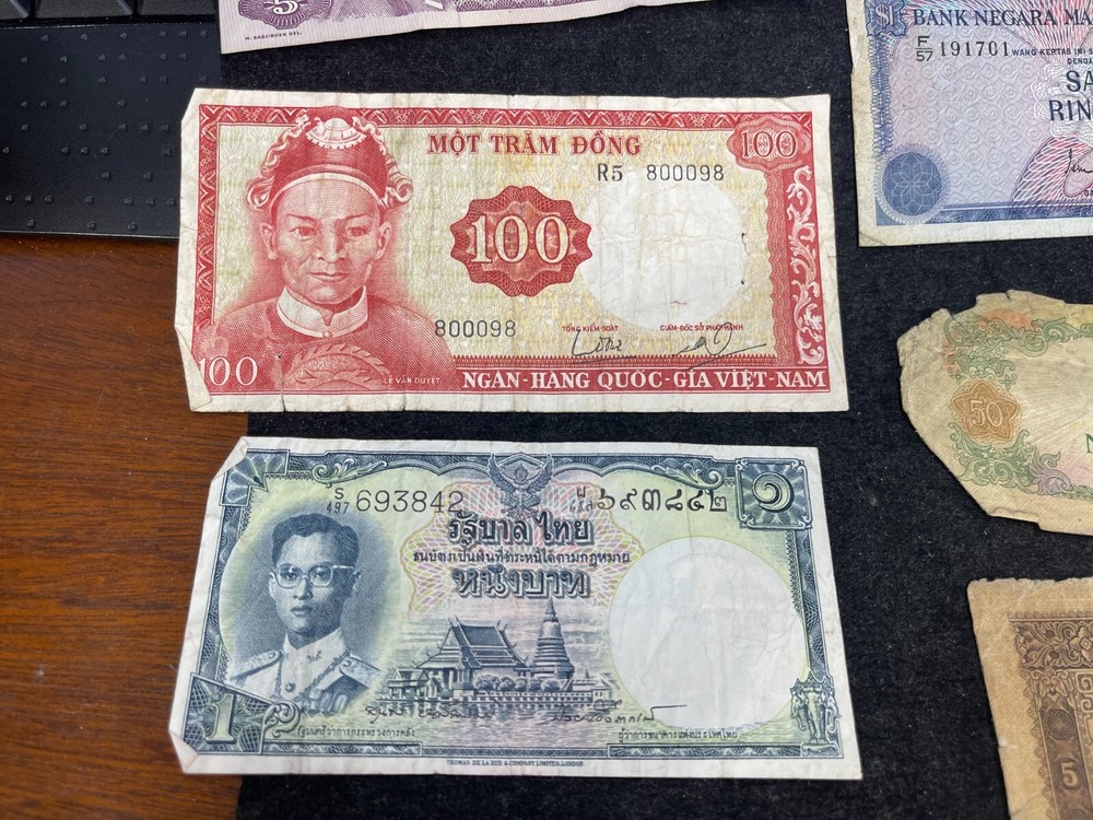 Early Asian Countries 9 Banknotes Lot