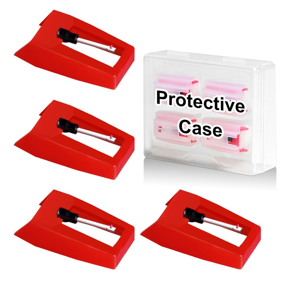 4 PCS Record Player Needle, JUKFITA Ruby Turnable Stylus Replacement for...