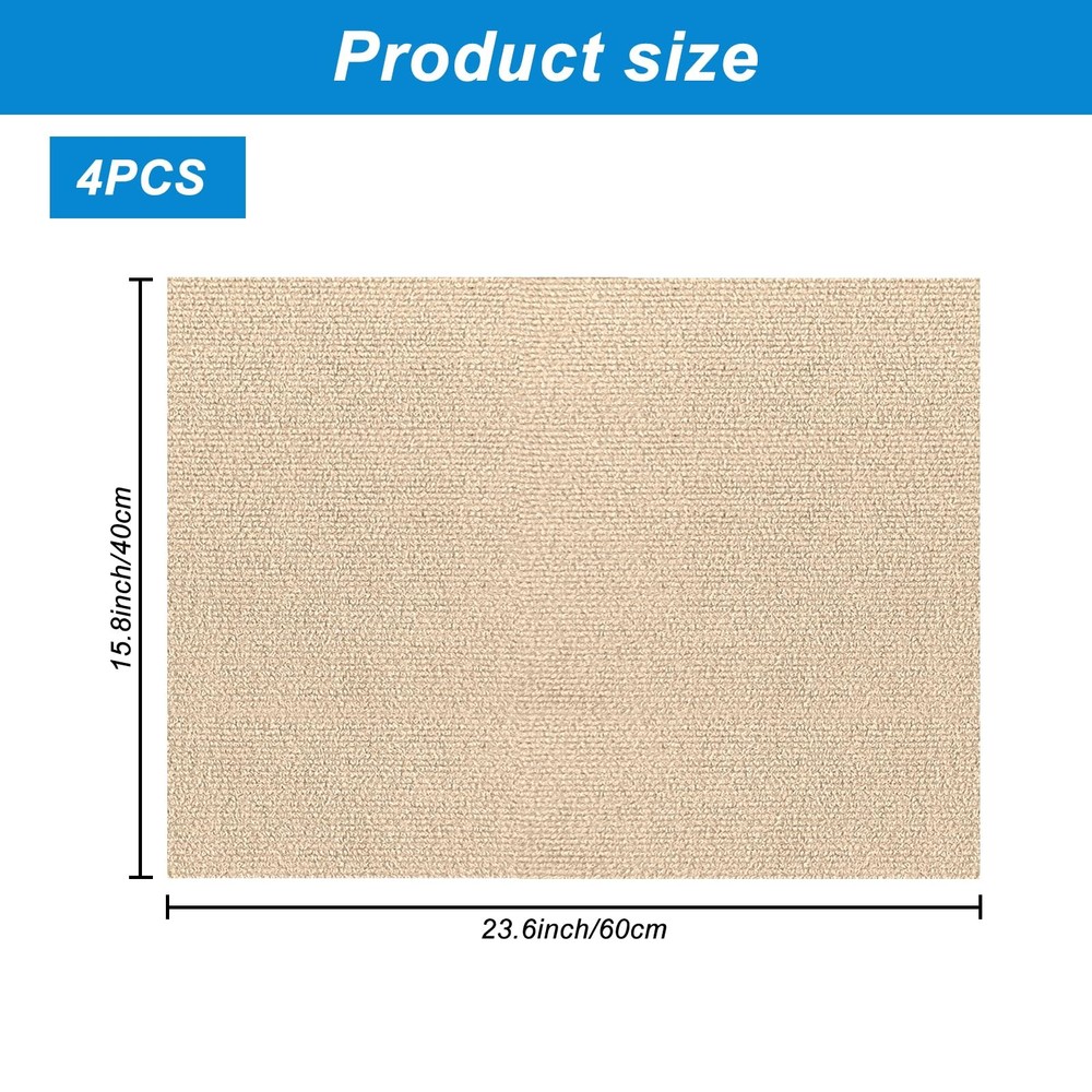 4 Pack Cat Scratch Mats 24”x16”, Self-Adhesive Trimmable Cat Scratching Post ...