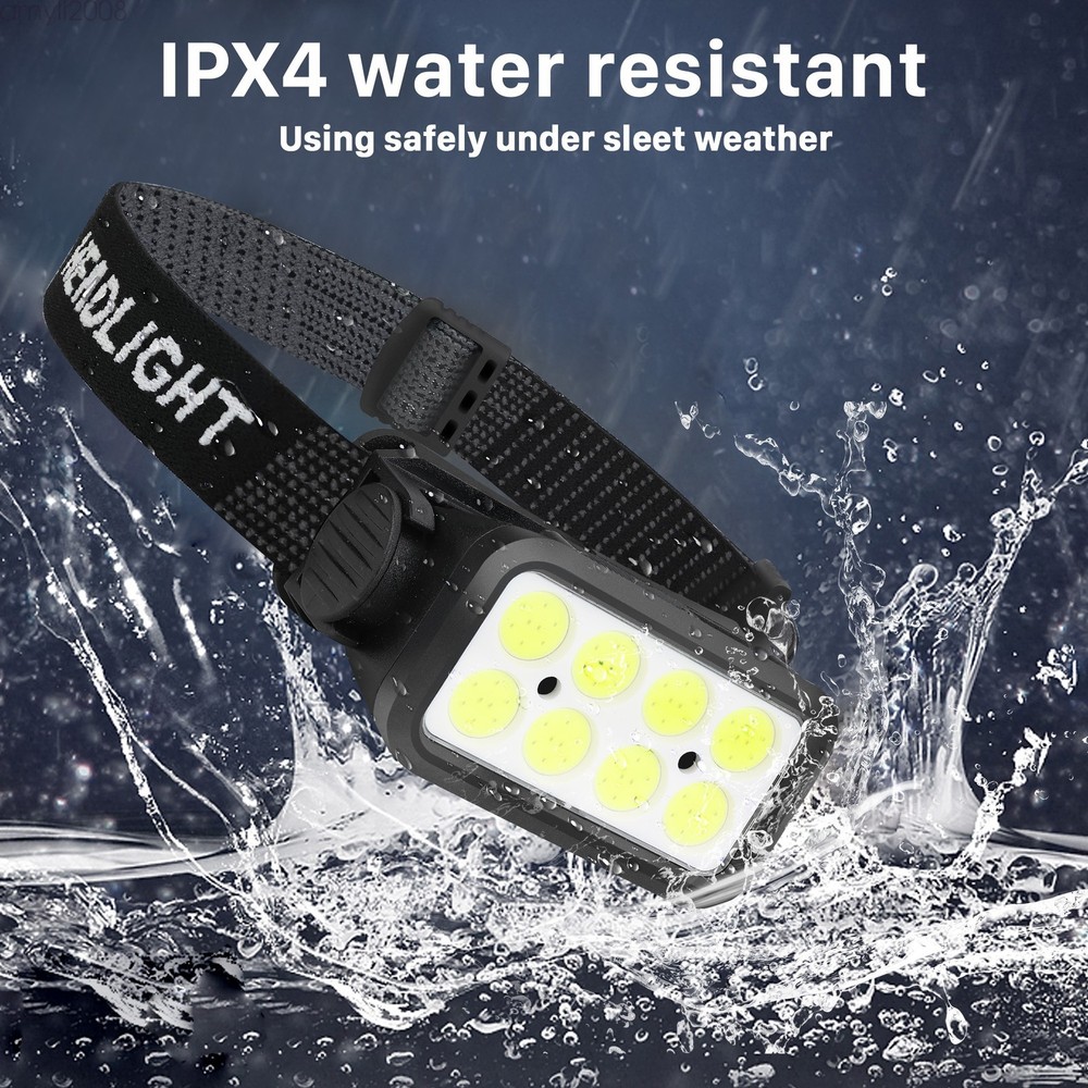 COB Headlight LED Headlamp Rechargeable Torch Lamp Light Flashlight Waterproof