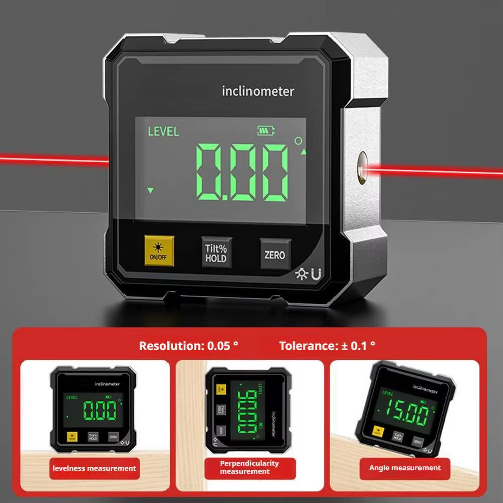 4-Side Magnetic Digital Angle Gauge with Laser Electronic Protractor Horizontome