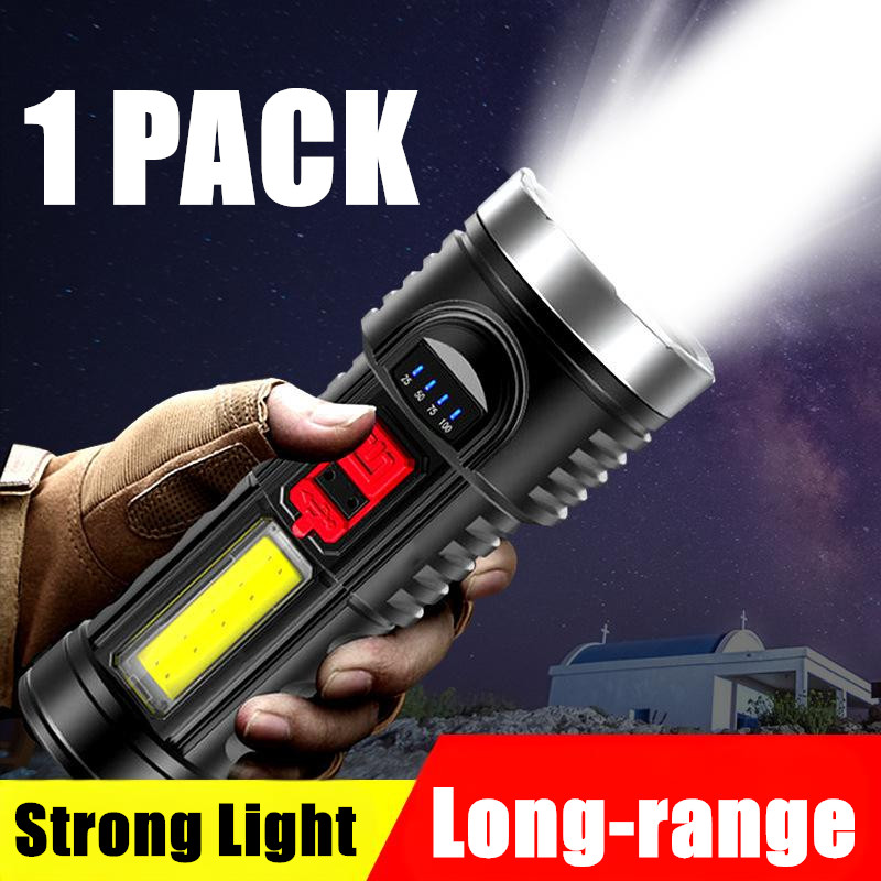 2pcs High Powered Super Bright Flashlight LED Rechargeable Police Security Torch