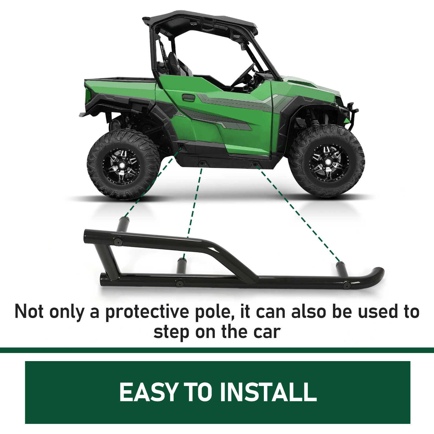 For Polaris General 1000 2016-2025 Steel Kick Out Nerf Bar Rock Sliders 2-Seat