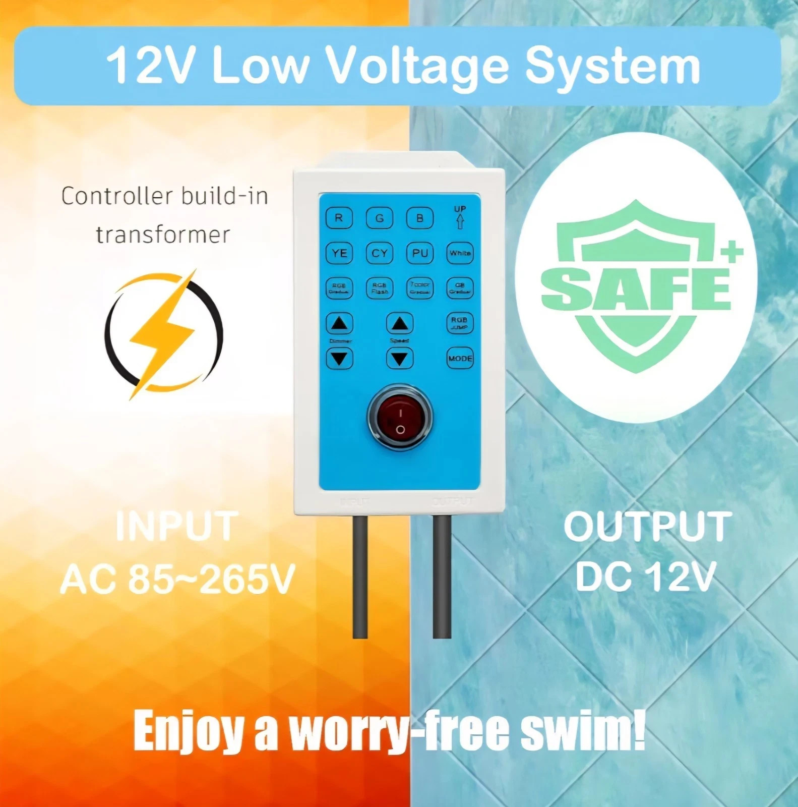 Awanhe Inground 20W LED Pool Light 50ft Cable With Remote And APP Control