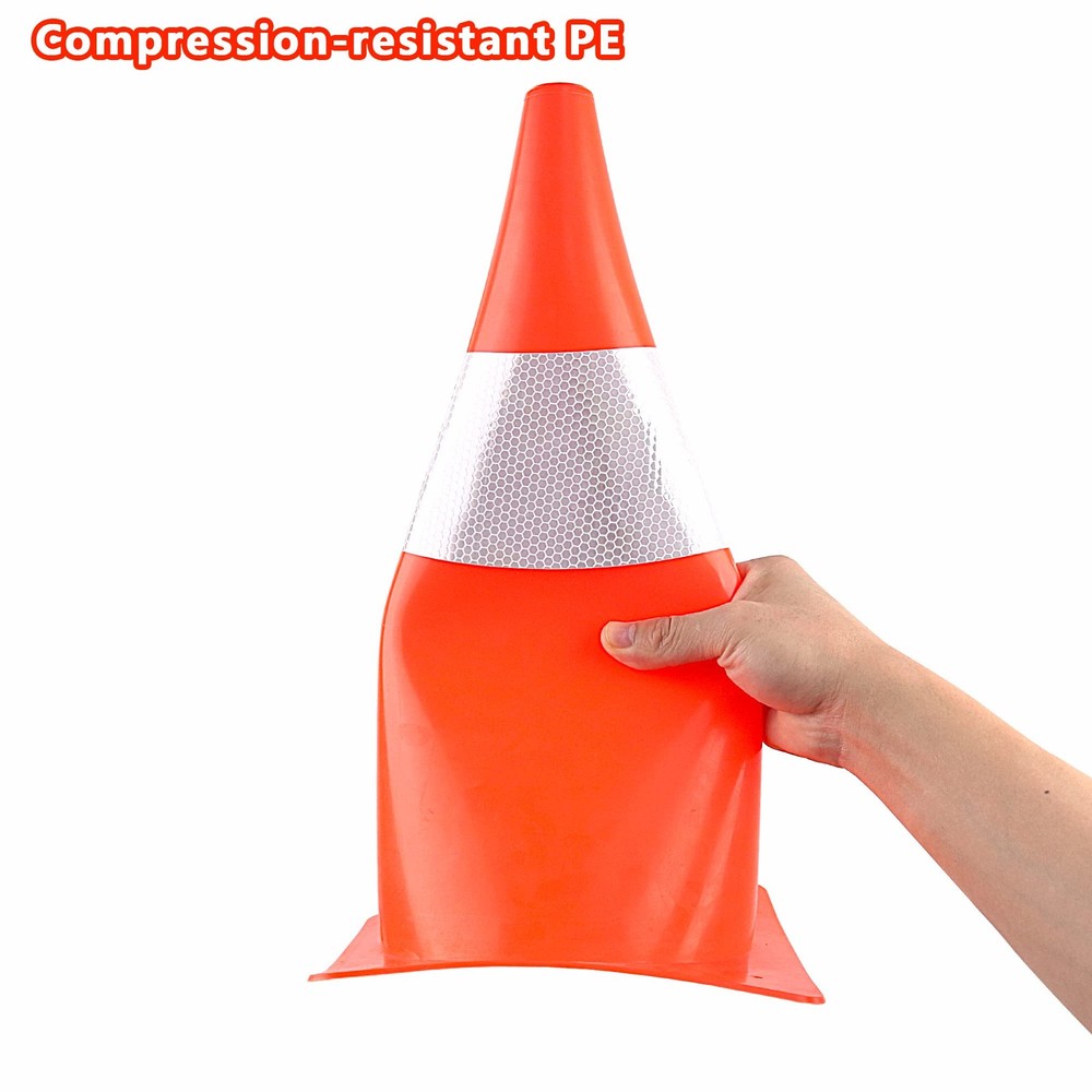15 inch Traffic Safety Cones with Reflective Collars,[4 Pack]Orange Construct...