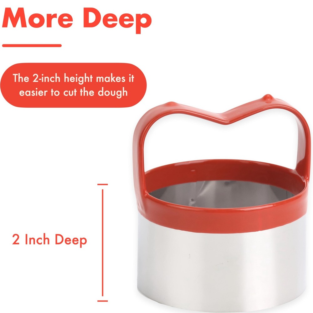 3Pcs Round Cookie Cutters with Handle, Circle Biscuit Cutter for Baking, Doug...