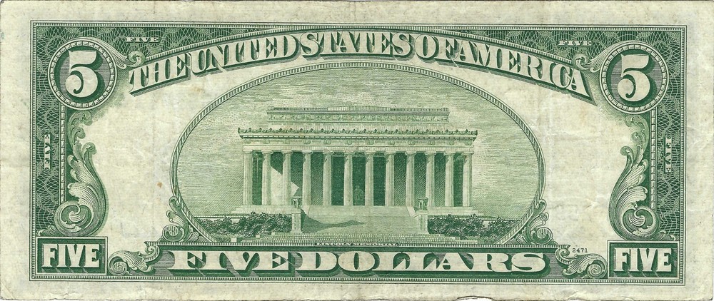 1953-A $5 Small Size Silver Certificate, Circulated