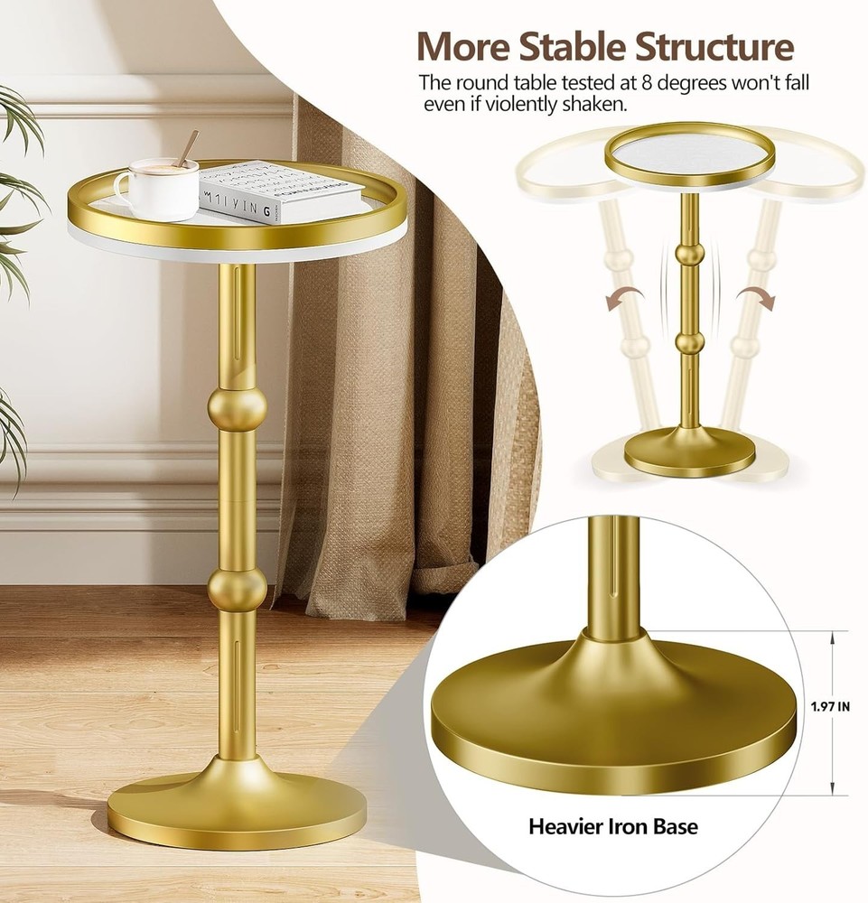 Small Round Side Table Coffee Drink Table Small Spaces Modern Night Stand W/