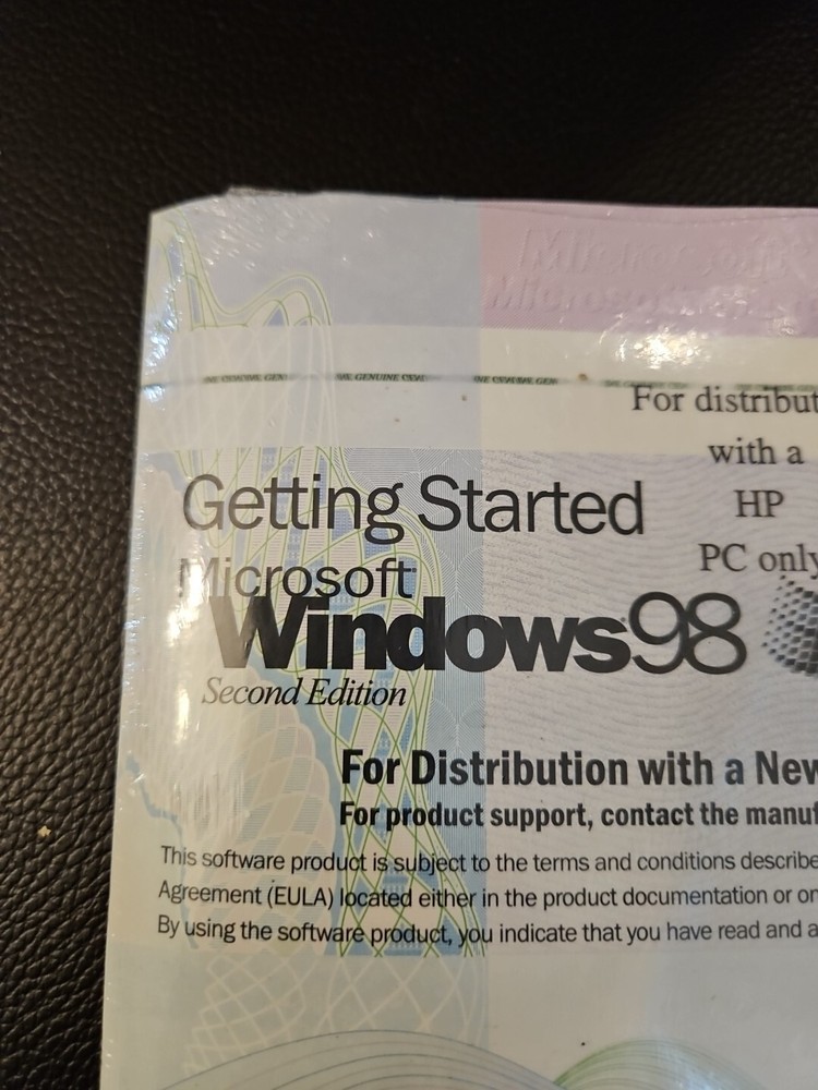 Microsoft Windows 98 User Guide Distribution PC No Disc Operating System Sealed