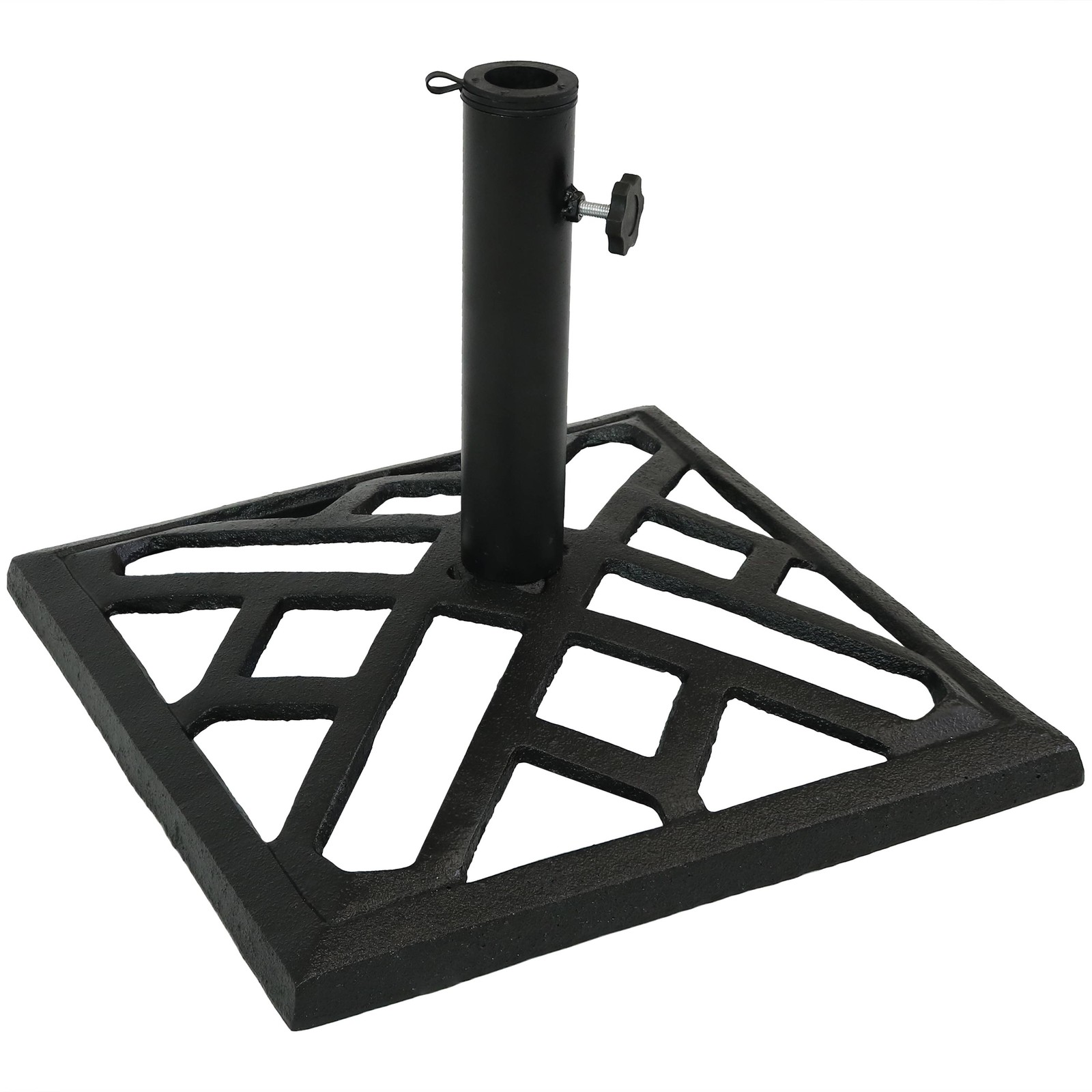 17 in Modern Geometric Cast Iron Square Patio Umbrella Base by Sunnydaze
