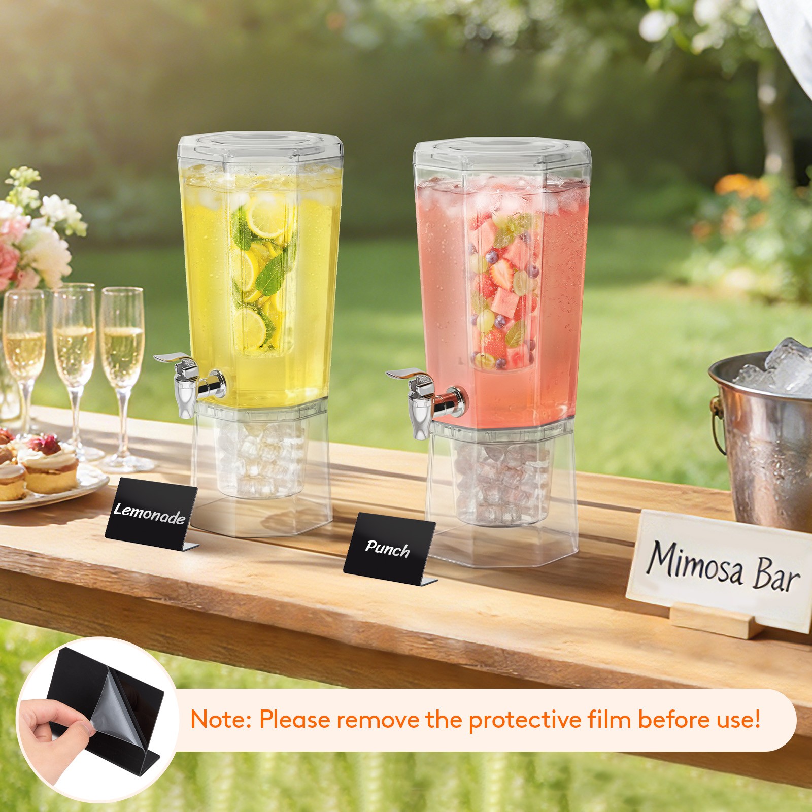 Drink Dispenser for Parties, Plastic Beverage Container with Stand & Ice Core