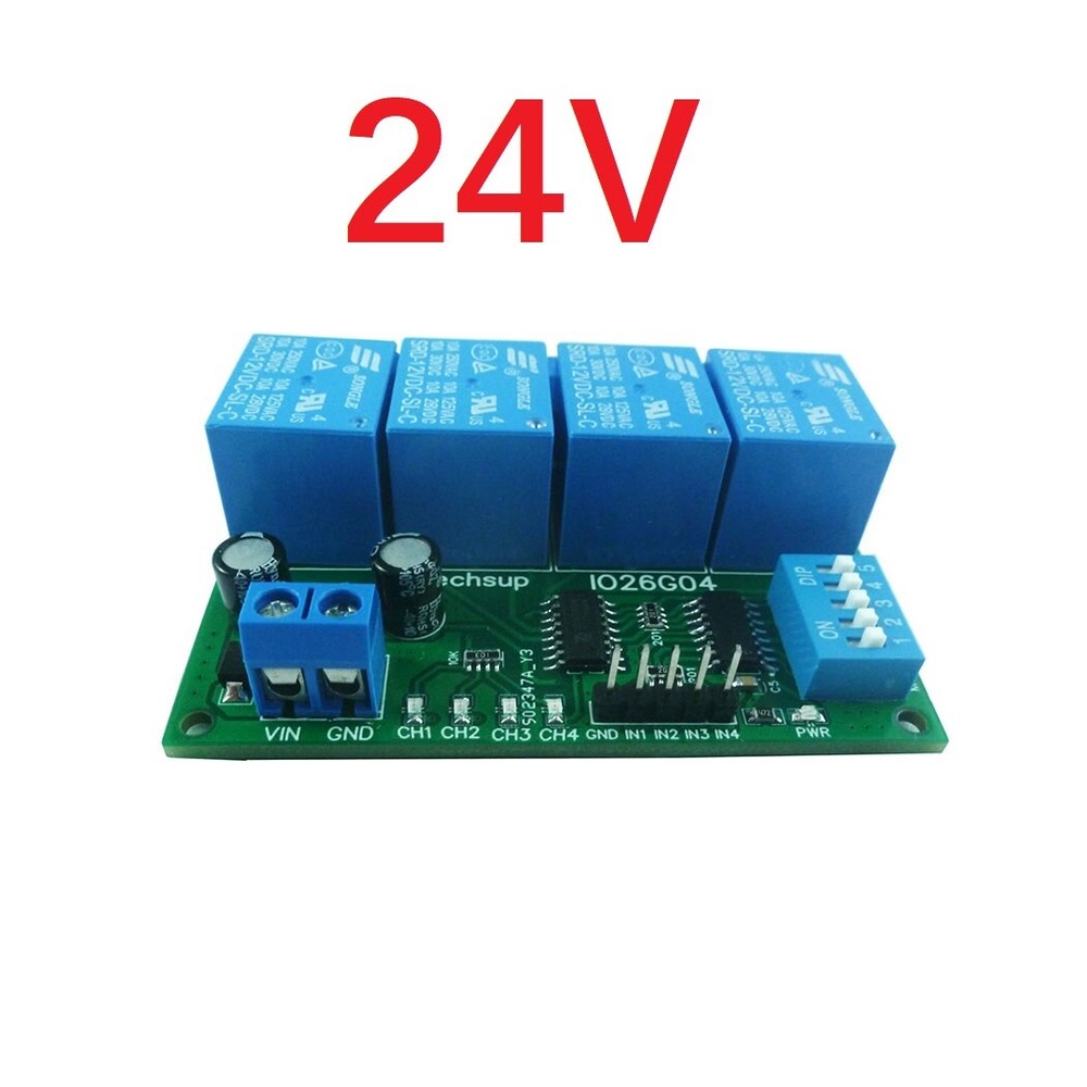 24V 4CH Toggle/ Delay Dip Switch Relay Flip-Flop Bistable Self-locking Trigger