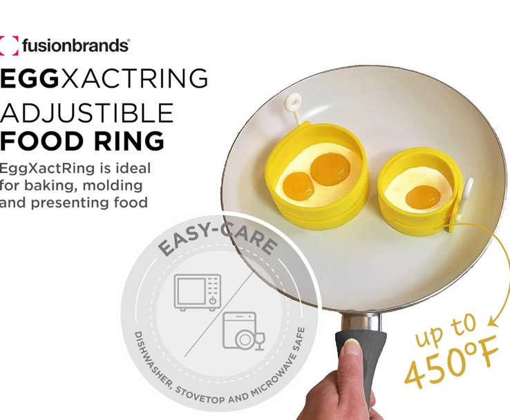EggXact Ring Adjustable Silicone Egg Ring For Baking, Molding, And Presenting.