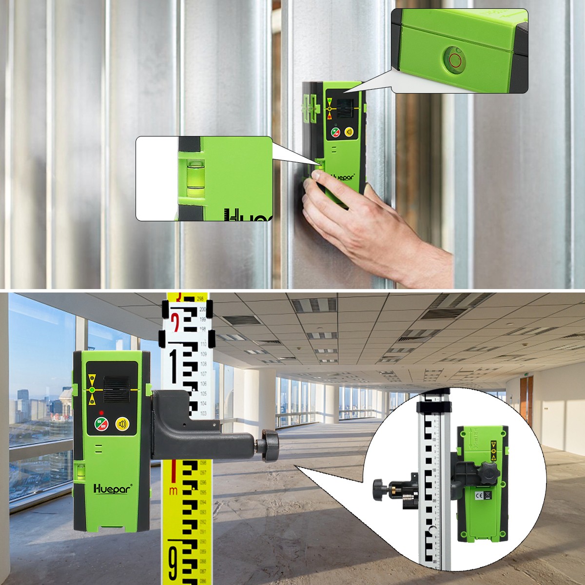 Huepar 16 Lines 4D Laser Level Self Leveling 360 Cross Line Green Beam+Receiver