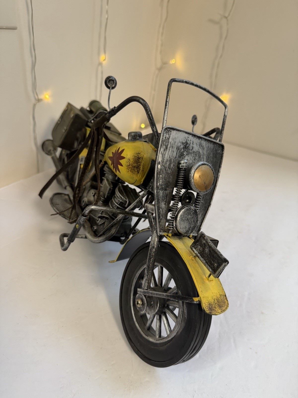 Vintage Style Metal Motorcycle Sculpture Retro Industrial Home Decor