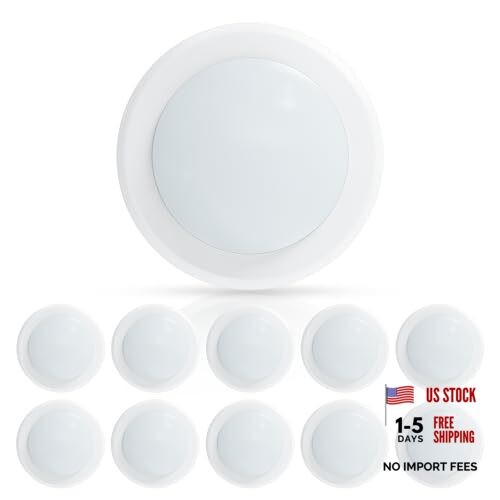 10 Pack 6" LED Disk Lights - Dimmable Flush Mount Ceiling 5000K Daylight