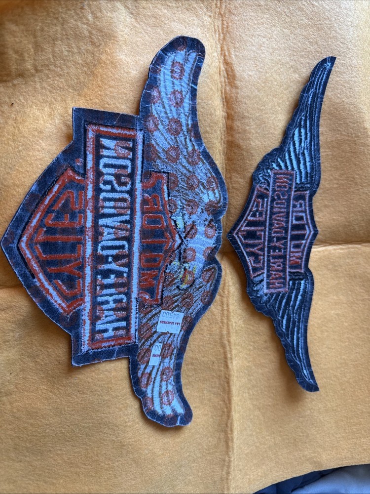 2 Authentic Vtg New Harley-Davidson Patch Wings / eagle Head Down #B