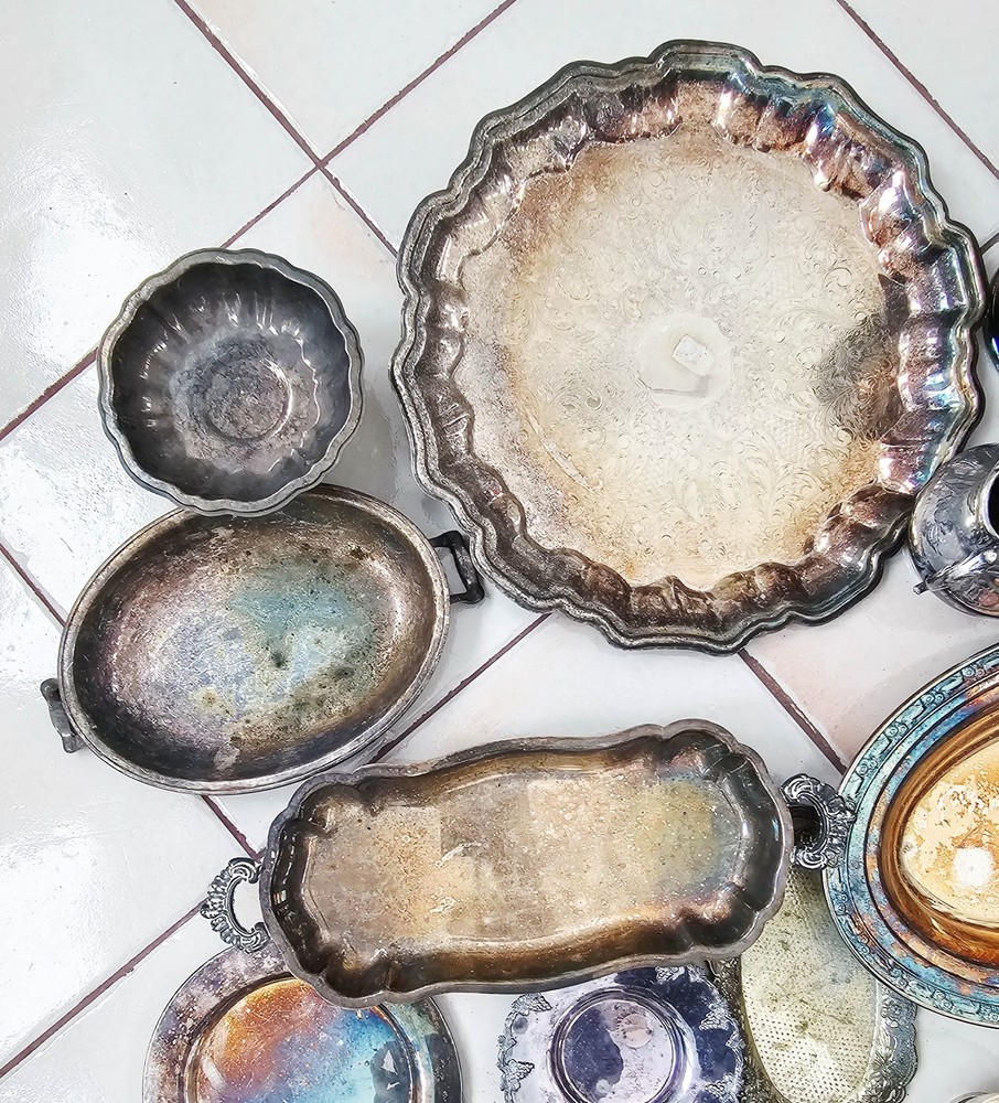 Silverplate Huge Lot 21 Pieces Misc Assorted Serving Pieces Vintage 16 lbs