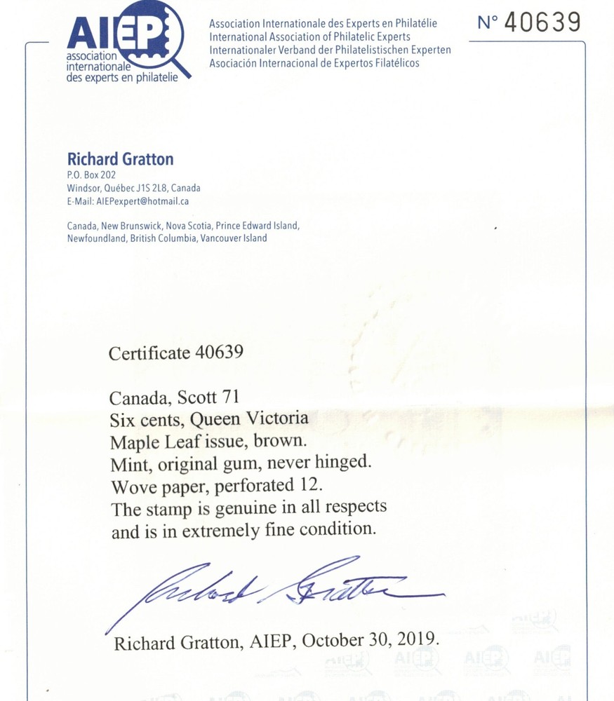 Canada #71 Extra Fine Never Hinged Gem **With Certificate**