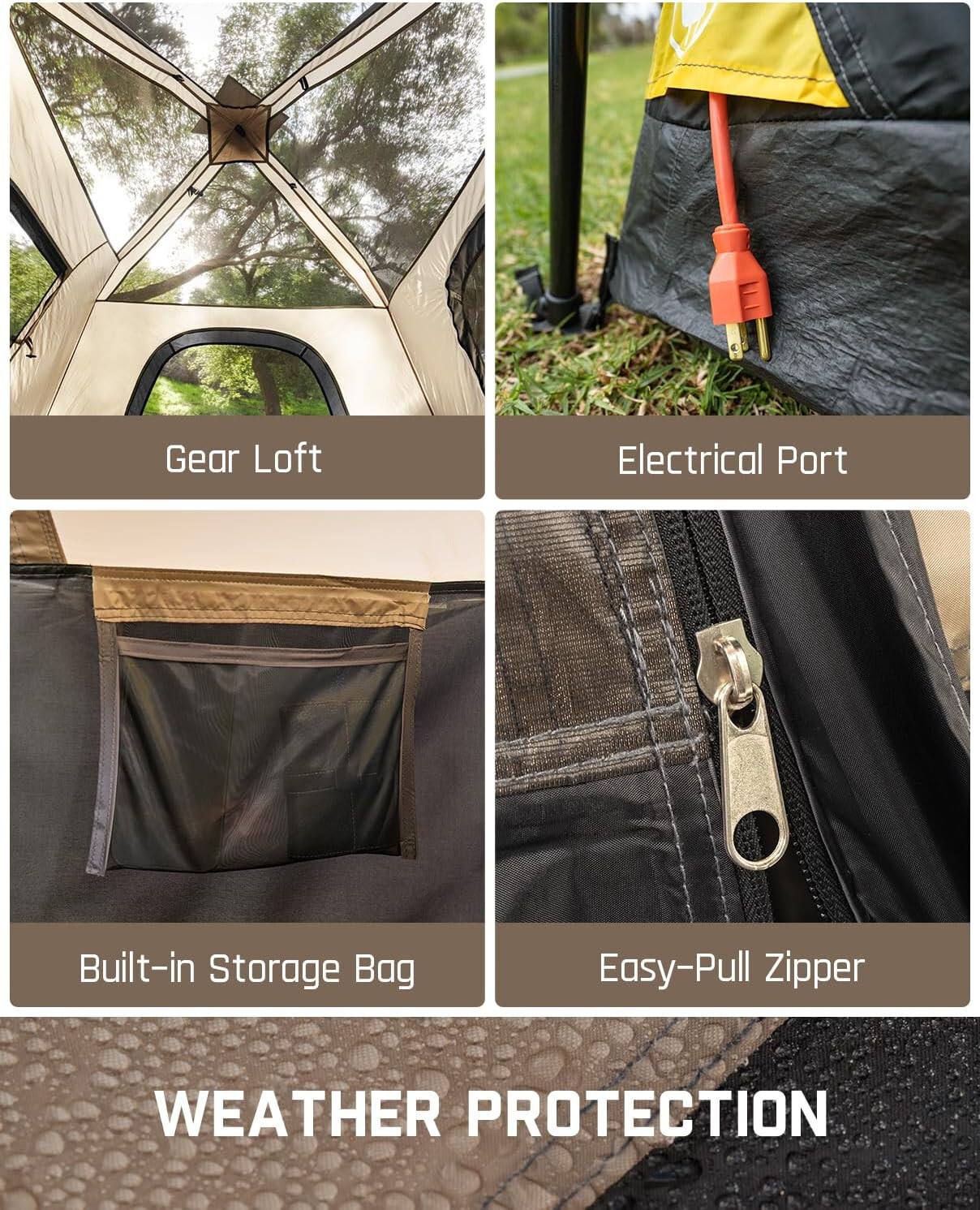 FanttikOutdoor Camping Tent 4 Person Instant Cabin Tent Setup in 60 Seconds