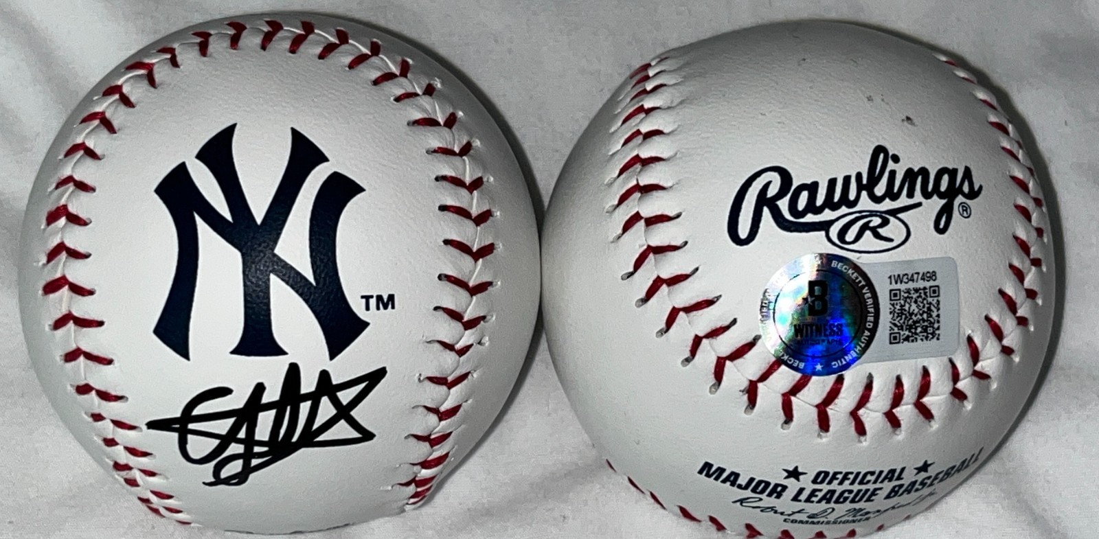 Carlos LaGrange Yankees Signed MLB Logo Baseball Beckett WITNESS Hologram