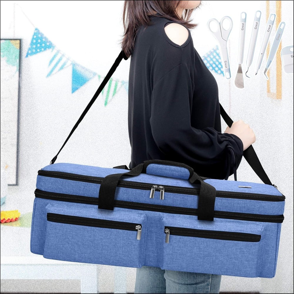 Blue Double-Layer Bag for Cricut Explore & Maker - Portable & Functional