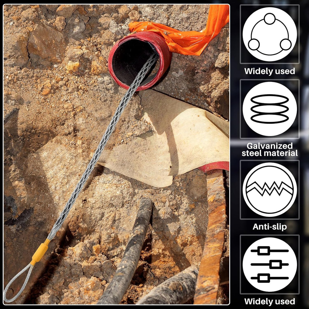 6 Pcs Cable Puller Socks 4-25 mm Cable Pulling Sock Grip Kit Eye Mesh Wire Gr...