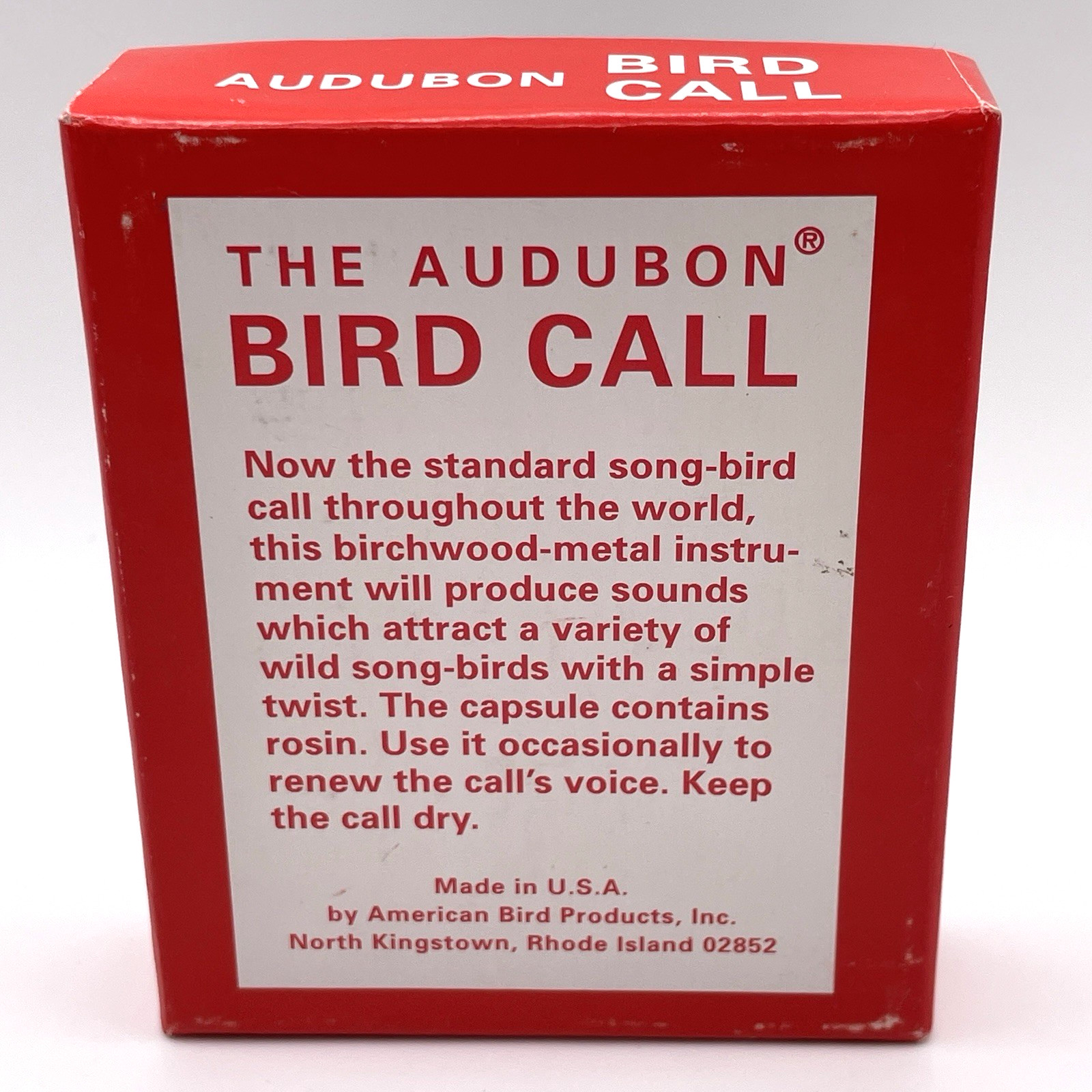 Vintage Audubon Bird Call Twist Whistle in Box