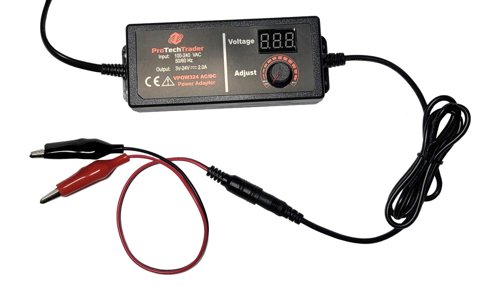 3V-24V AC/DC Adjustable Universal Adapter + 4 Tips & Female Alligator Test Leads