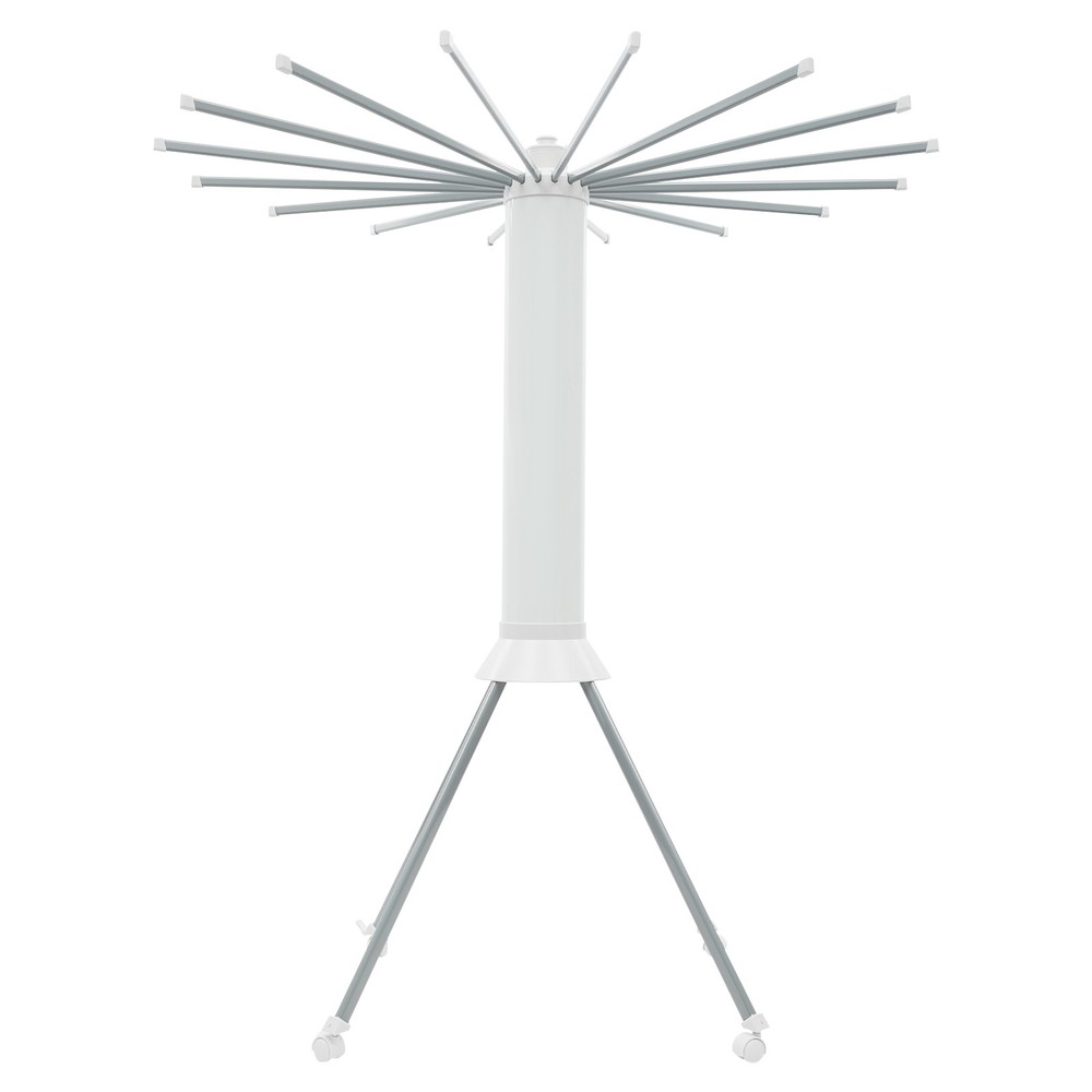 Folding Clothes Airer Movable Four-Legged Foldable Drying Rack w/16 Drying Rods