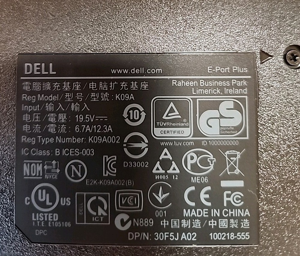 Dell E-Port Plus Il Docking Station with Power Adapter