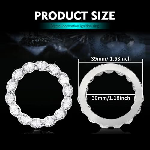 Car Push Start Button Cover, Shiny Key Ignition Switch Knob Ring, Crystal