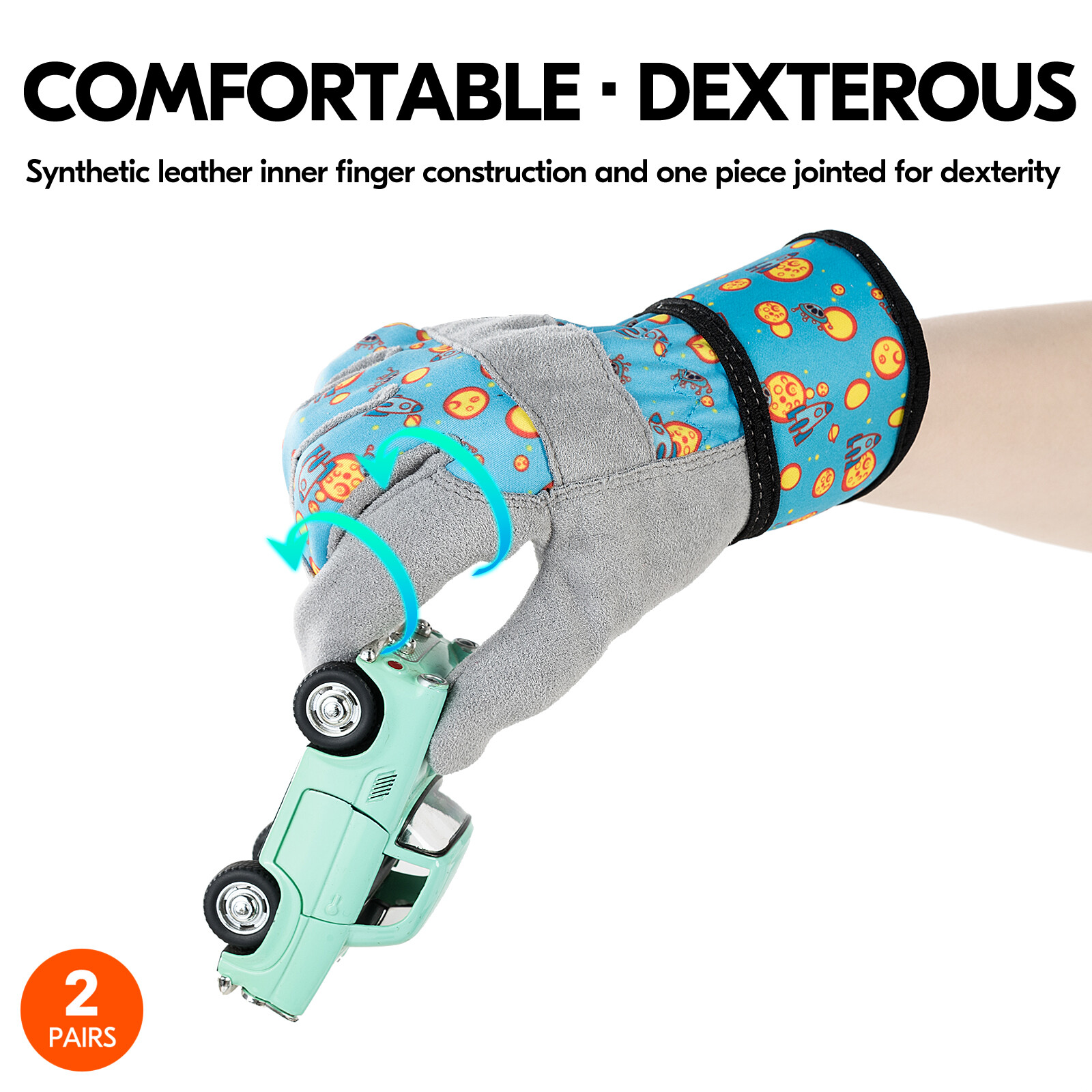 Vgo 2Pairs Kids Gardening, Lawing, Working DIY, outdoor Gloves (KID-MF3561)