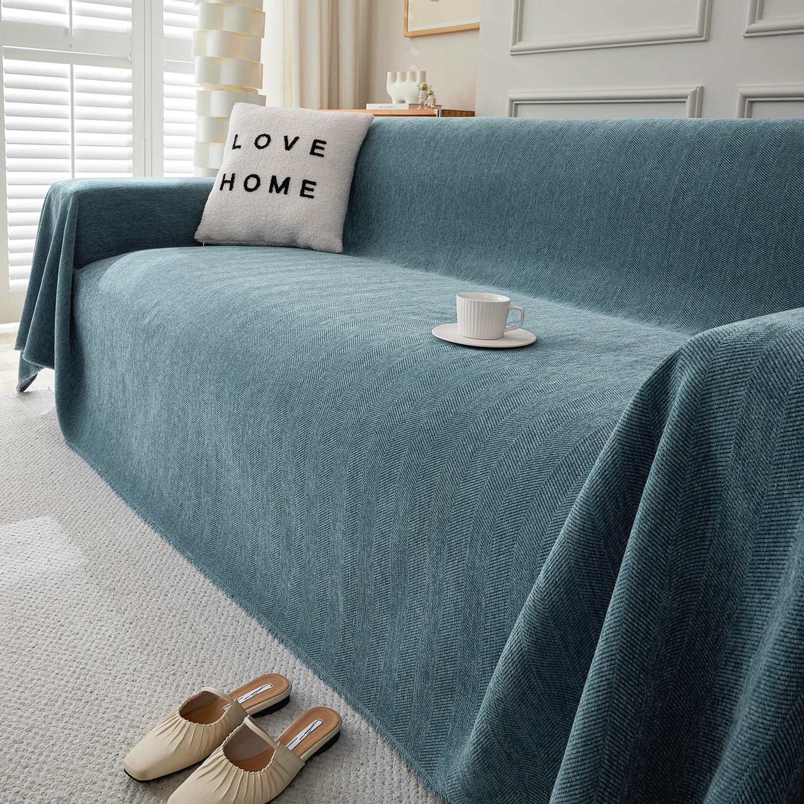 90" Wide Sofa Blanket Cover Striped Chenille Couch Cover Machine Washable 4 Size