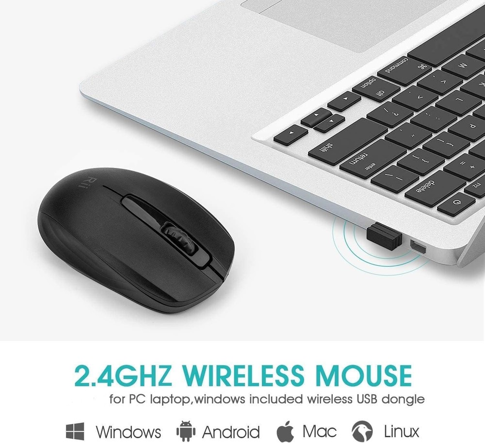 Rii Wireless Mouse, 2.4G Portable Computer Mice for PC, Laptop, Windows,Office