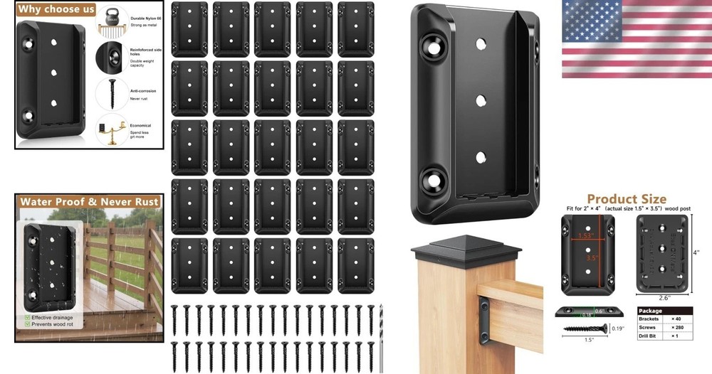 Heavy Duty 40-PC Deck Railing Brackets Set - Simple Installation & Stronghold