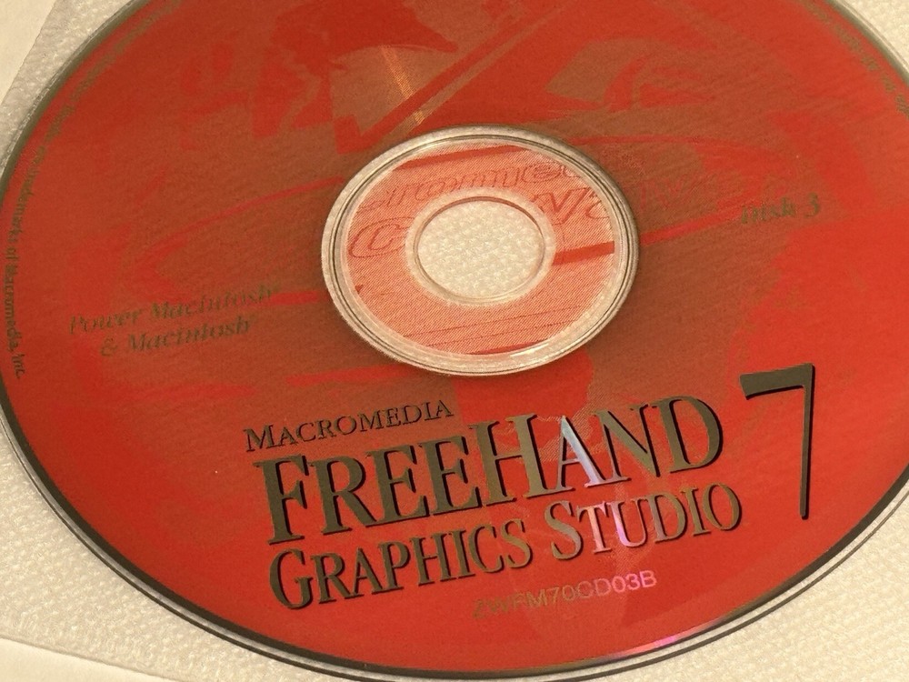 Macromedia FREEHAND 7 Graphics Studio software 3 CD Discs only