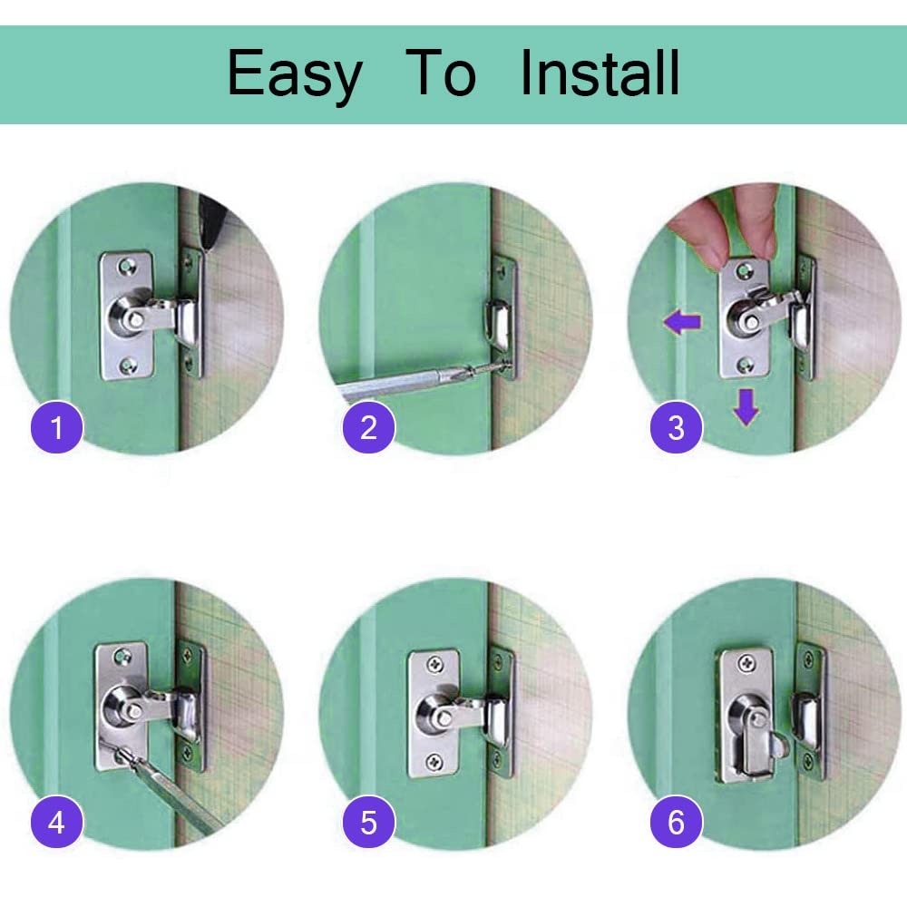 MINI Size 90 Degree Door Latch Sliding Screen Barn Mini, Silver