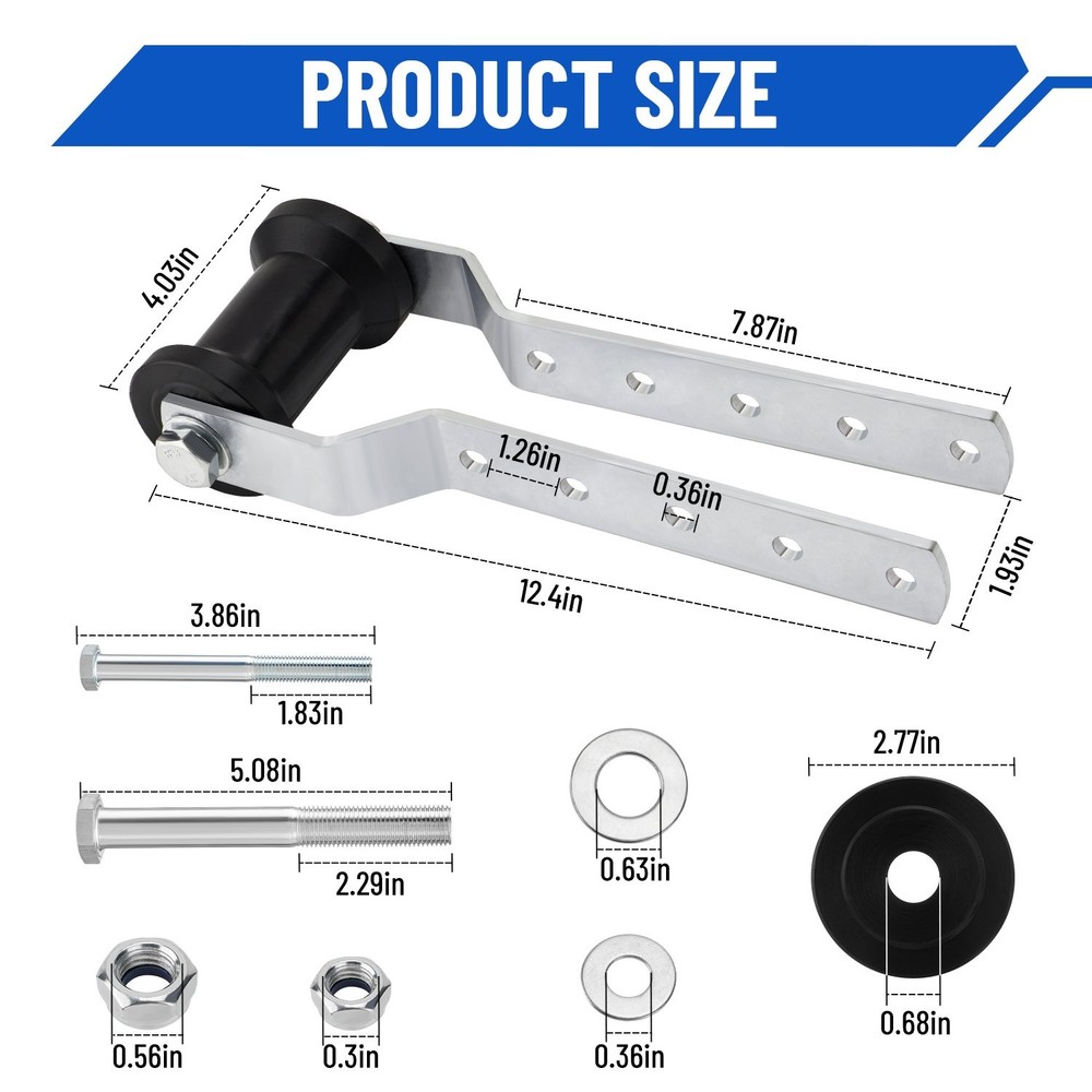 4" Adjustable Keel Roller Bracket Assembly for 2" Tongue Boat Replacement
