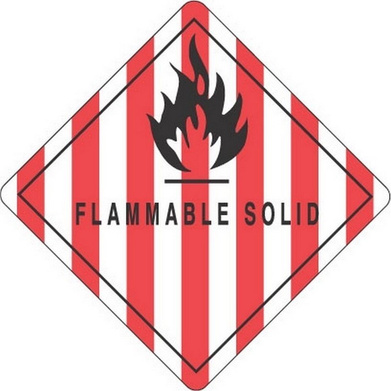 4" x 4" Flammable Solid D.O.T. Subsidiary Risk Labels (500 per Roll)
