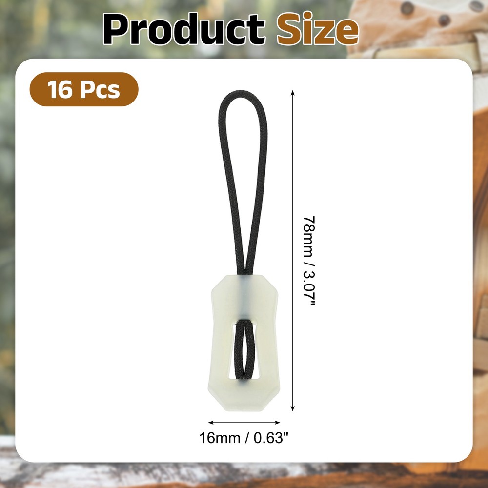 16pcs Luminous Zipper Pulls, Anti-Lost Zipper Puller Head, White